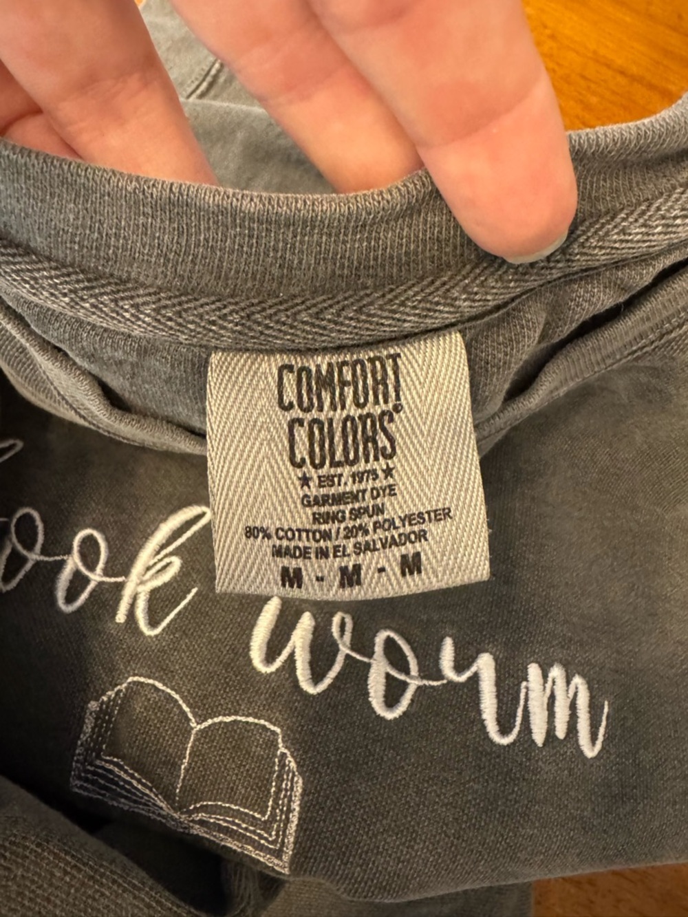 Comfort Colors "Book Worm" Crewneck Sweatshirt - Charcoal - Picture 3 of 3
